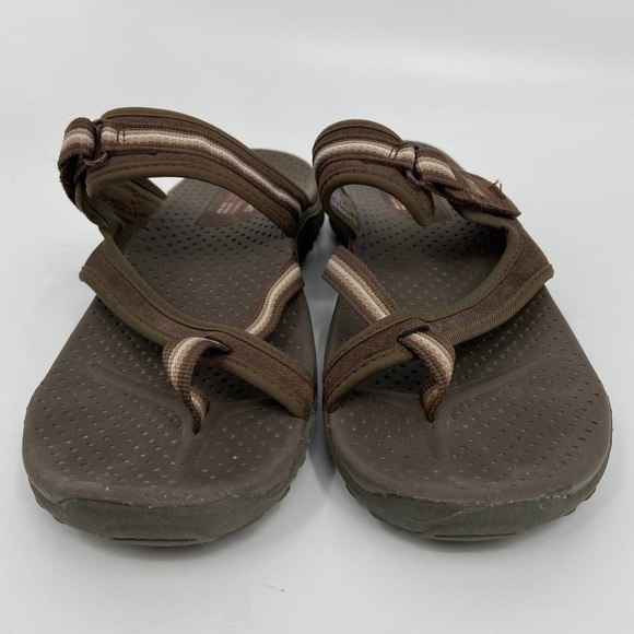 Skechers Leather Slide Thong Sandal Outdoor Lifestyle Adjustable Brown Size 9 - Picture 5 of 11